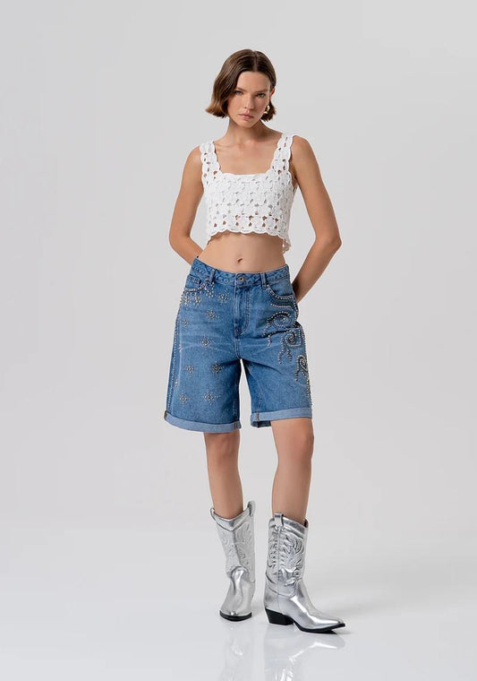 FRACOMINA BERMUDA CON APPLICAZIONI BORCHIE E STRASS FR26SV6025D419R9 258 Fracomina Preview 