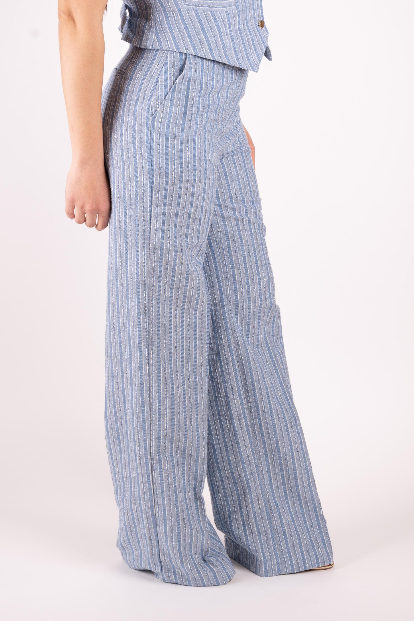 Fracomina Pantalone a righe in misto lino FS25SV3008W402Q6 064 Fracomina Main 