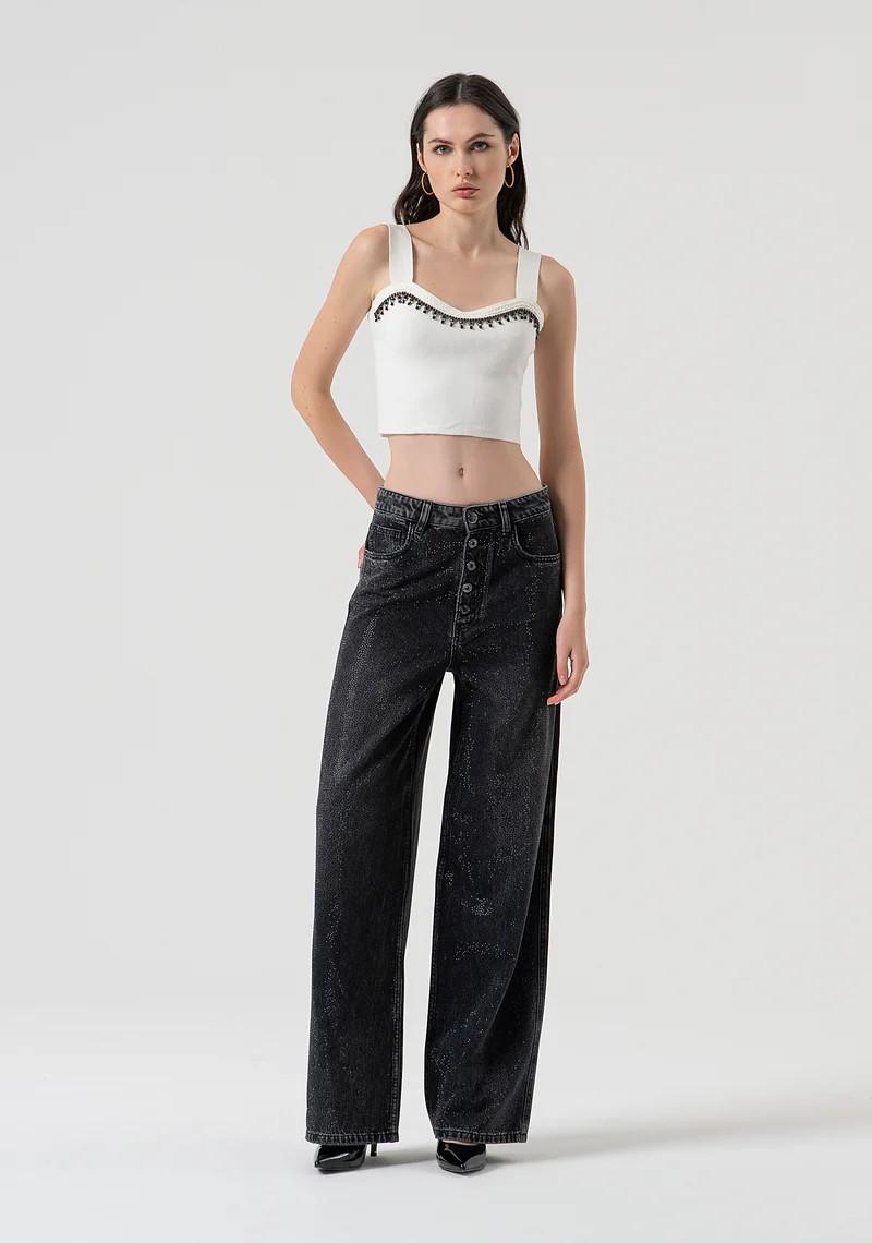 Fracomina Jeans in denim nero co strass in tinta FR25WV3013D419R9 H21 Fracomina Preview 