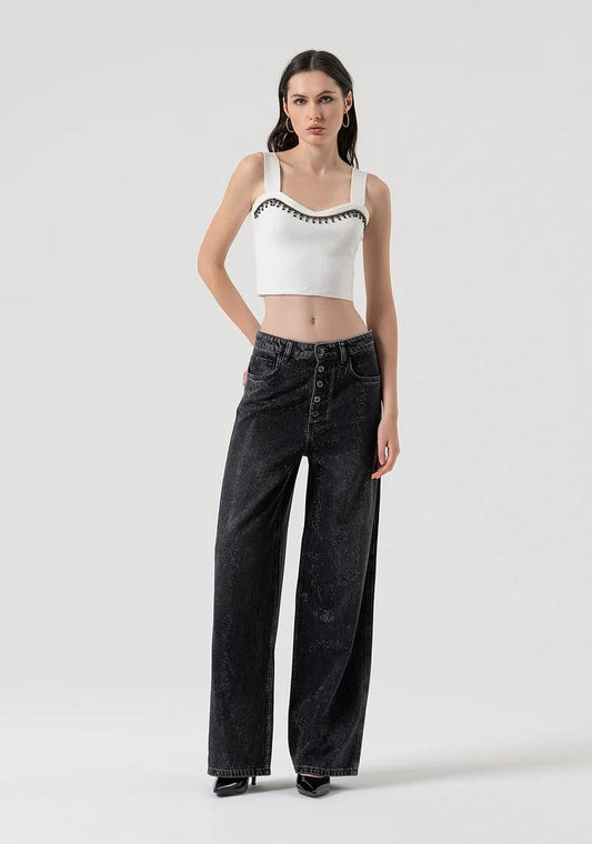 Fracomina Jeans in denim nero co strass in tinta FR25WV3013D419R9 H21 Fracomina Preview 