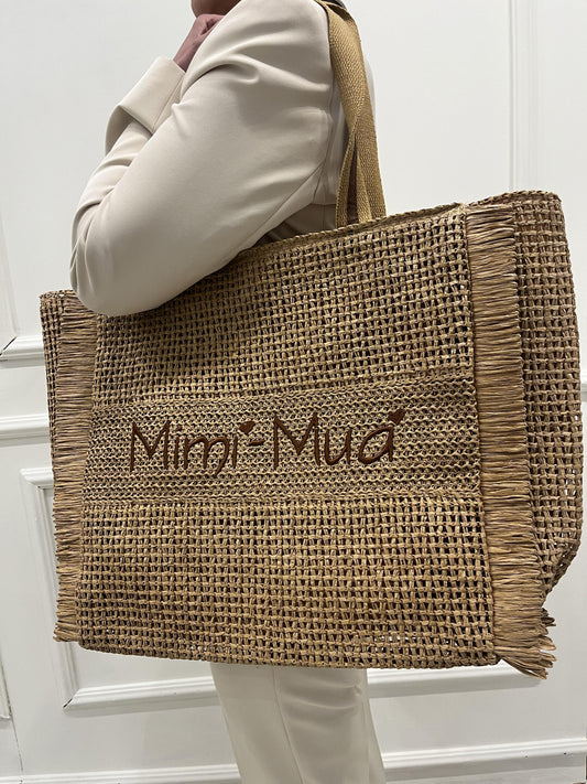 MIMì MUà BORSA IN PAGLIA CON LOGO RICAMATO M8-X201476 322 MIMI MUA 