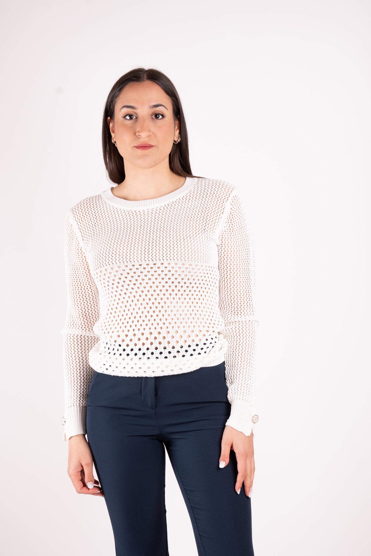 Fracomina Pull traforato bottone gioiello FR25ST7027K41601 108 Fracomina Preview 