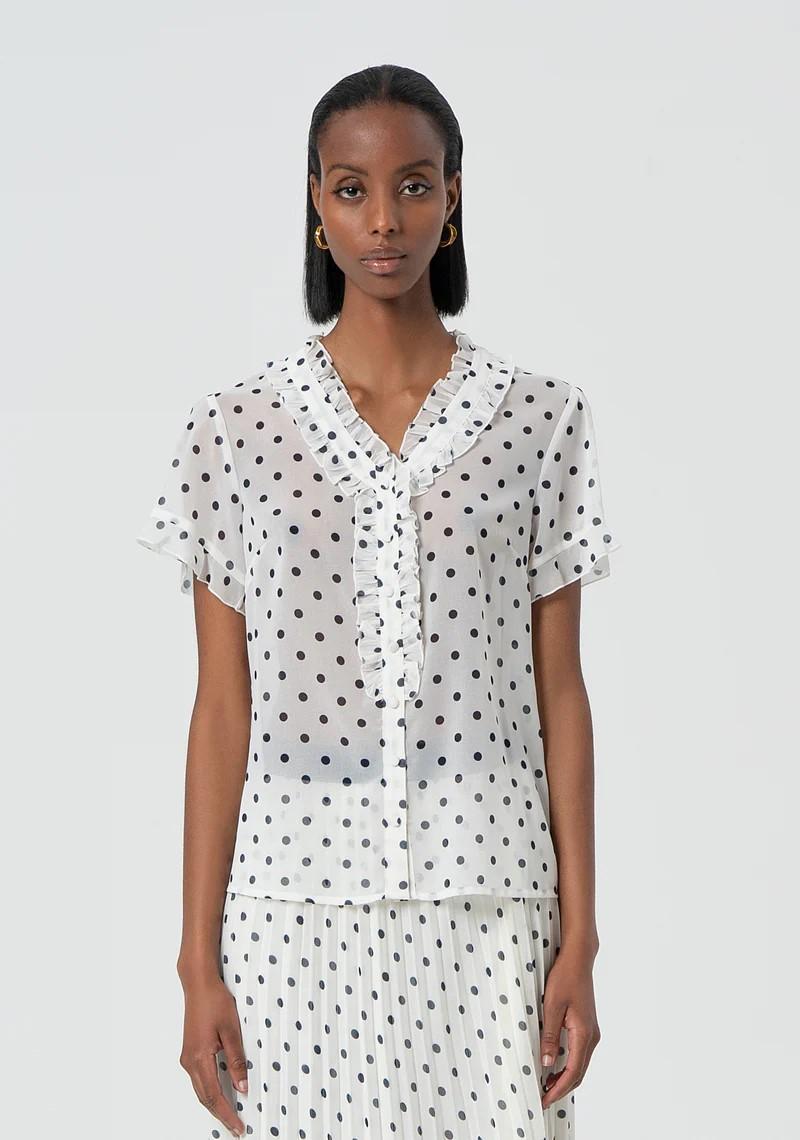 Fracomina Blusa georgette pois FR25ST6016W412D2 A52 Fracomina Preview 