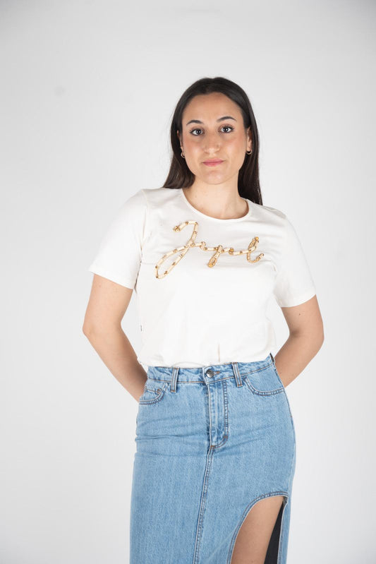 Ji Jil T-Shirt logo strass e legno JPE24TS4200JE0081 0706 Ji Jil 