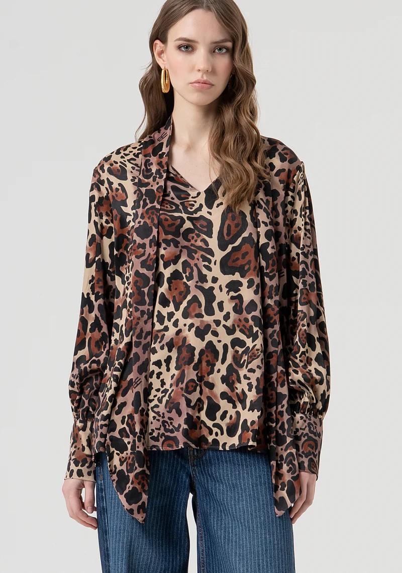 Fracomina blusa stampa animalier con fusciacca FR25WT1023W811L7 M17 Fracomina Preview 