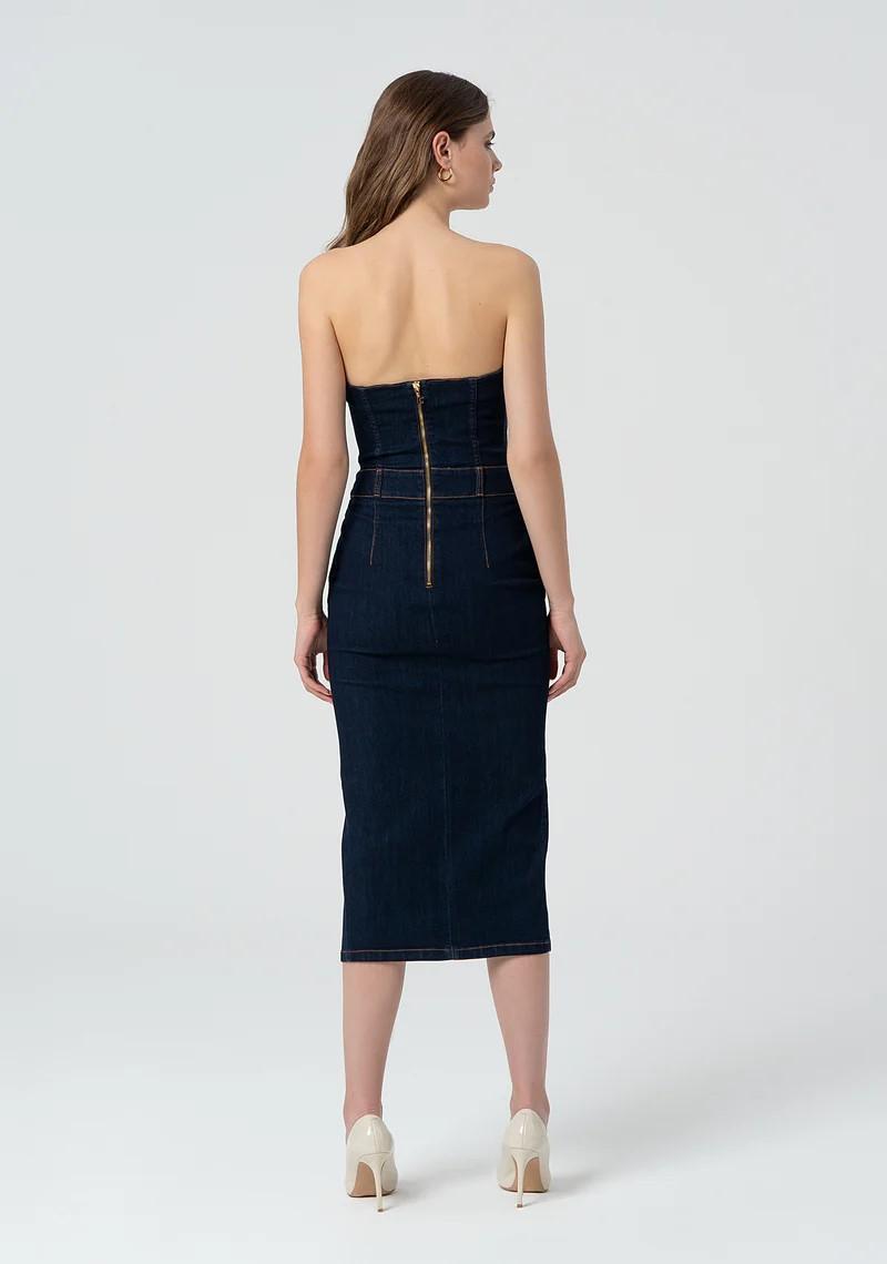 Fracomina Abito scollo Bandeau in denim FR25SD4010D46093 L23 Fracomina Preview 