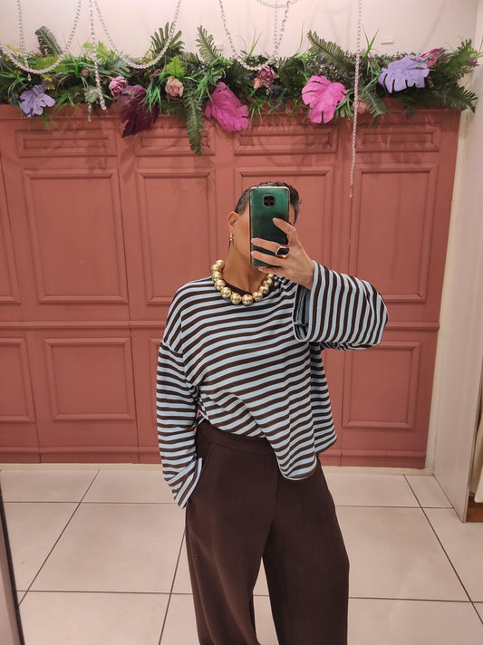 CHILI T-SHIRT OVERSIZE RIGATA 51578 02 Chili 