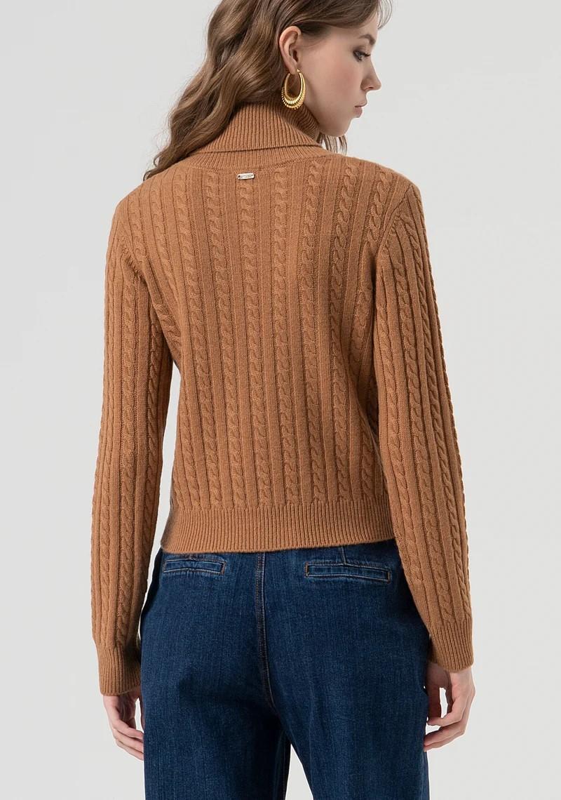 Fracomina Maglia collo alto punto treccia in misto cashmere FR25WT7032K53201 E44 Fracomina Preview 