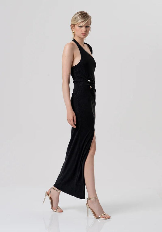 FRACOMINA ABITO LUNGO SLIM MONOSPALLA IN JERSEY GLITTER FQ26SD3013W79801 053 Fracomina Gold 