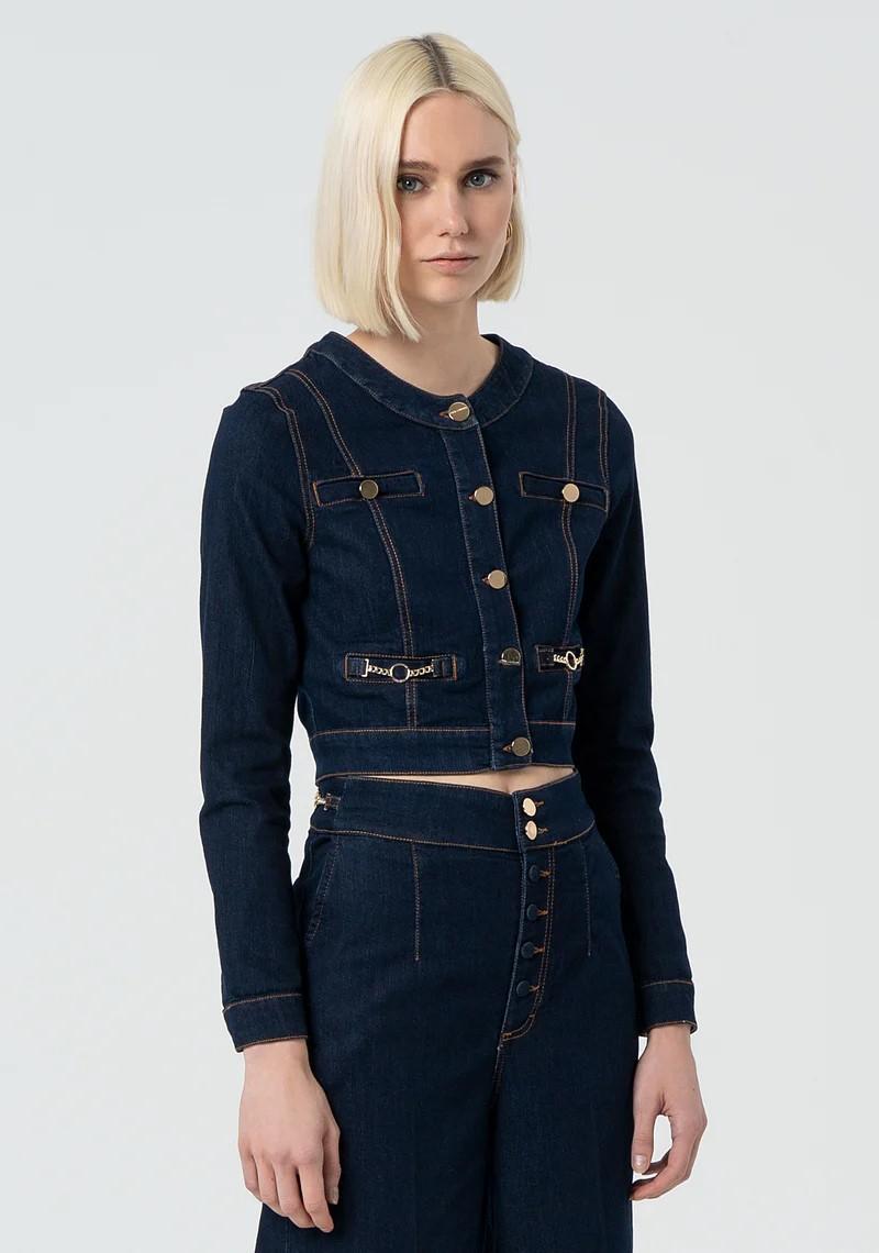 Fracomina Giacca cropperd in denim FR25SJ4004D46093 L23 Fracomina Preview 