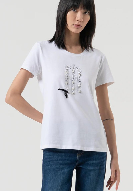 Fracomina T-Shirt logo con strass e fiocco FP25WT3004J401N5 278 Fracomina Jeans 