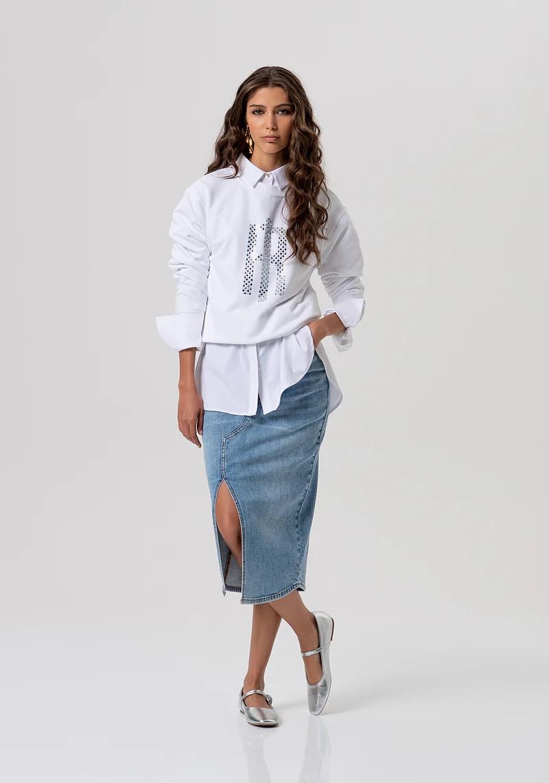 FRACOMINA FELPA BASIC CON LOGO CON STRASS FP26ST9007F40901 278 Fracomina Jeans 