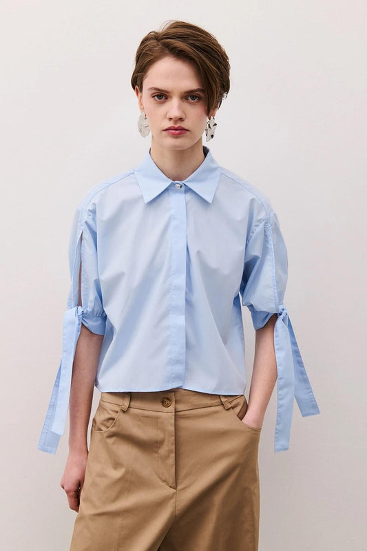 TWO WAY CAMICIA CROOP CON FIOCCO E BOTTONE GIOIELLO CA26SCAUR12 01 TWO WAY 