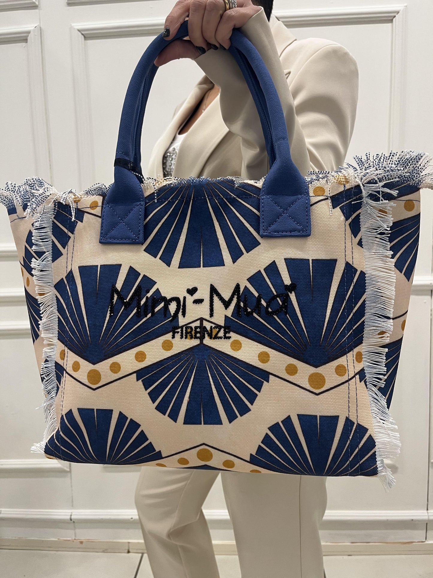 MIMì MUà BORSA IN CANVAS FANTASIA E LOGO CON STRASS M8-Y201392 570 MIMI MUA 