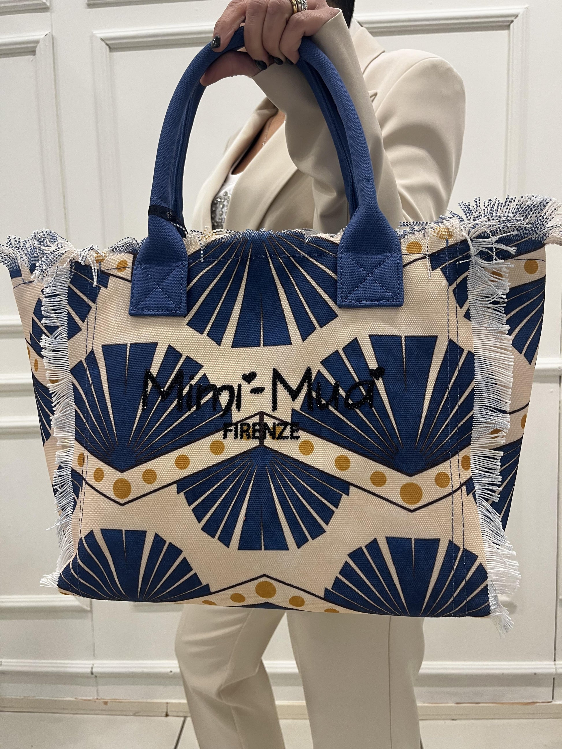 MIMì MUà BORSA IN CANVAS FANTASIA E LOGO CON STRASS M8-Y201392 570 MIMI MUA 