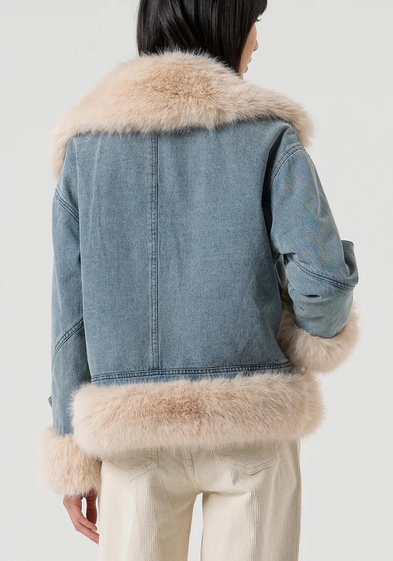 Fracomina Gubbotto in denim modello biker con eco pelliccia FP25WJ4010D40904 337 Fracomina Jeans 