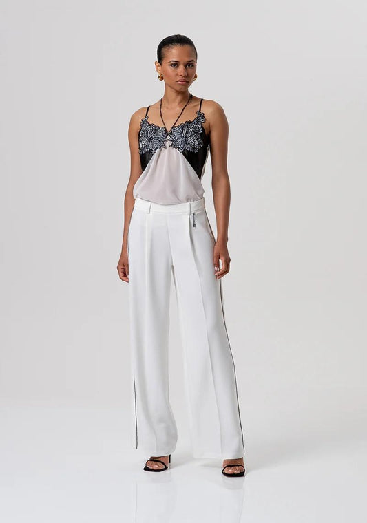 FRACOMINA PANTALONE A PALAZZO CON PIPING LATERALE SULLE GAMBE FQ26SV3001W47601 278 Fracomina Gold 