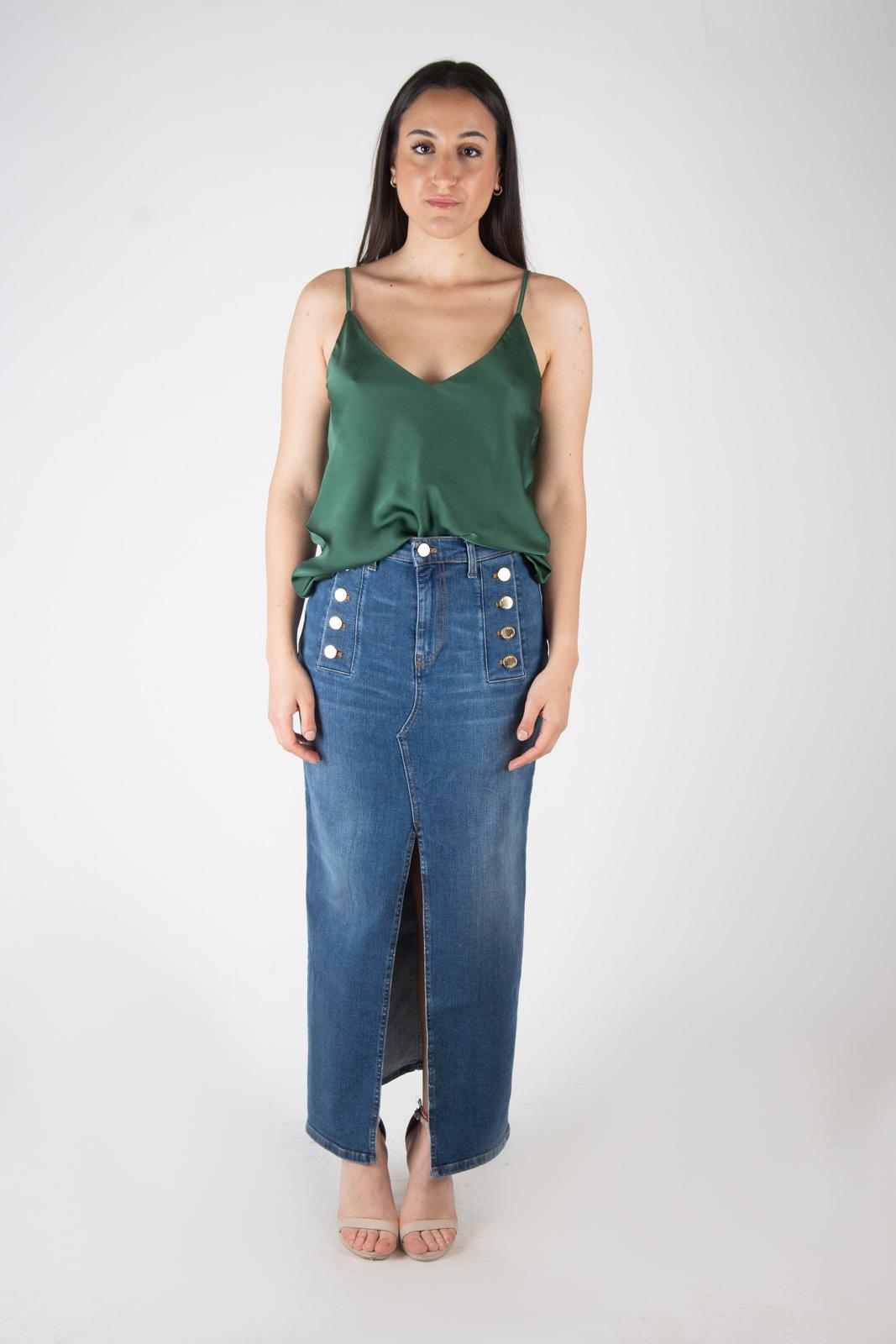Vicolo Gonna lunga in denim bottoni DB5056 01 Vicolo 