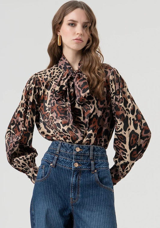 Fracomina blusa stampa animalier con fusciacca FR25WT1023W811L7 M17 Fracomina Preview 