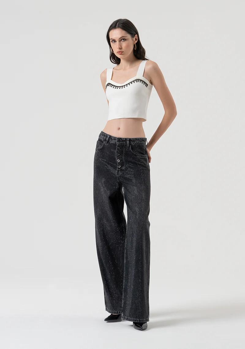 Fracomina Jeans in denim nero co strass in tinta FR25WV3013D419R9 H21 Fracomina Preview 