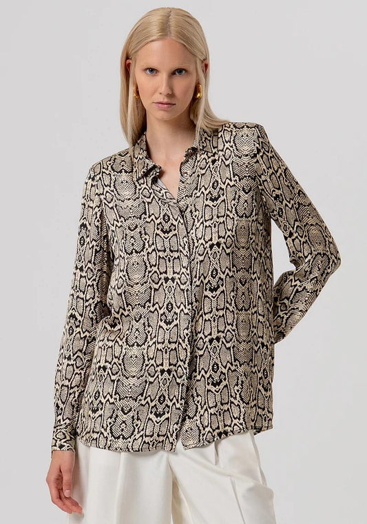 FRACOMINA CAMICIA OVER IN VISCOSA STAMPA RETTILE FR26ST6008W413L7 F64 Fracomina Preview 