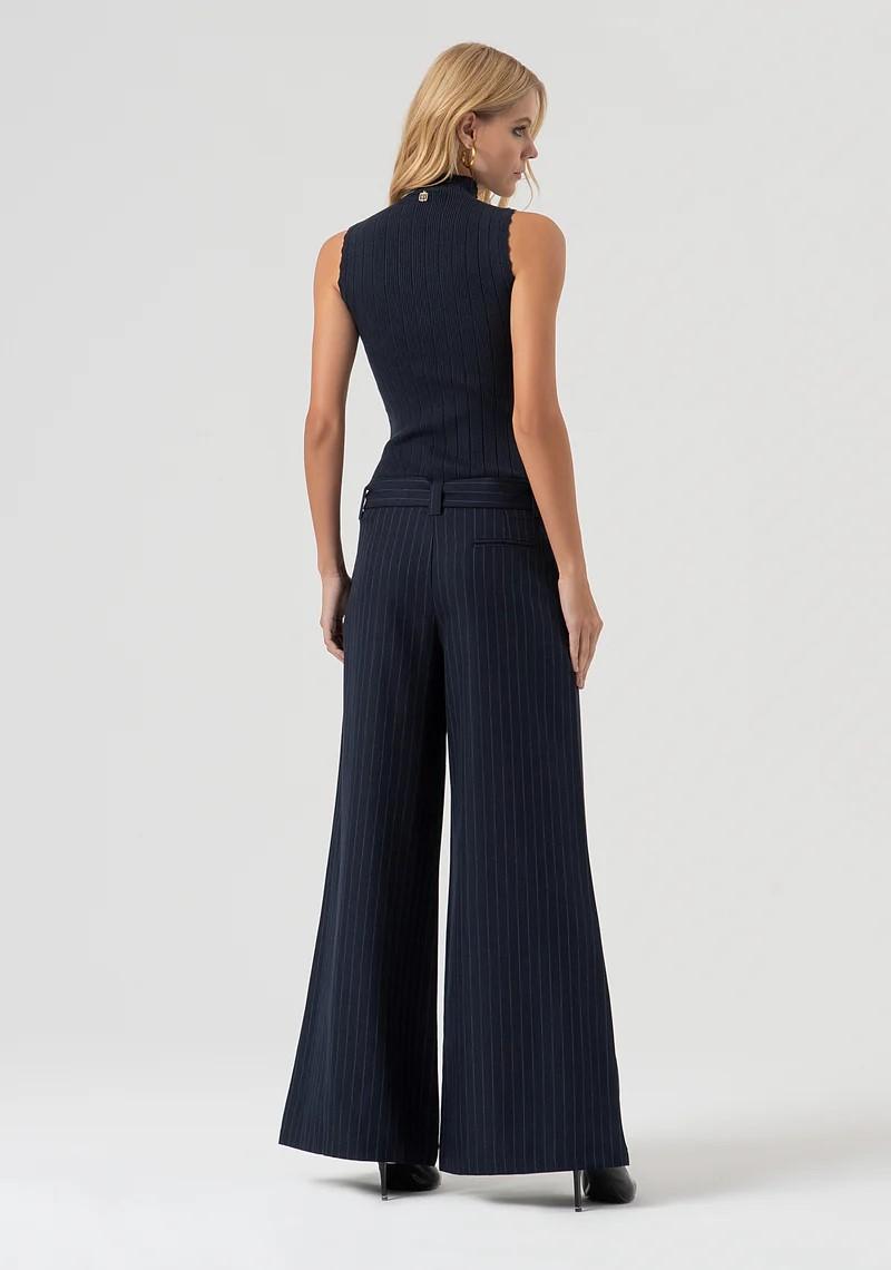 Fracomina Pantalone gessato gamba larga con spacco FR25WV3008W813D4 117 Fracomina Preview 
