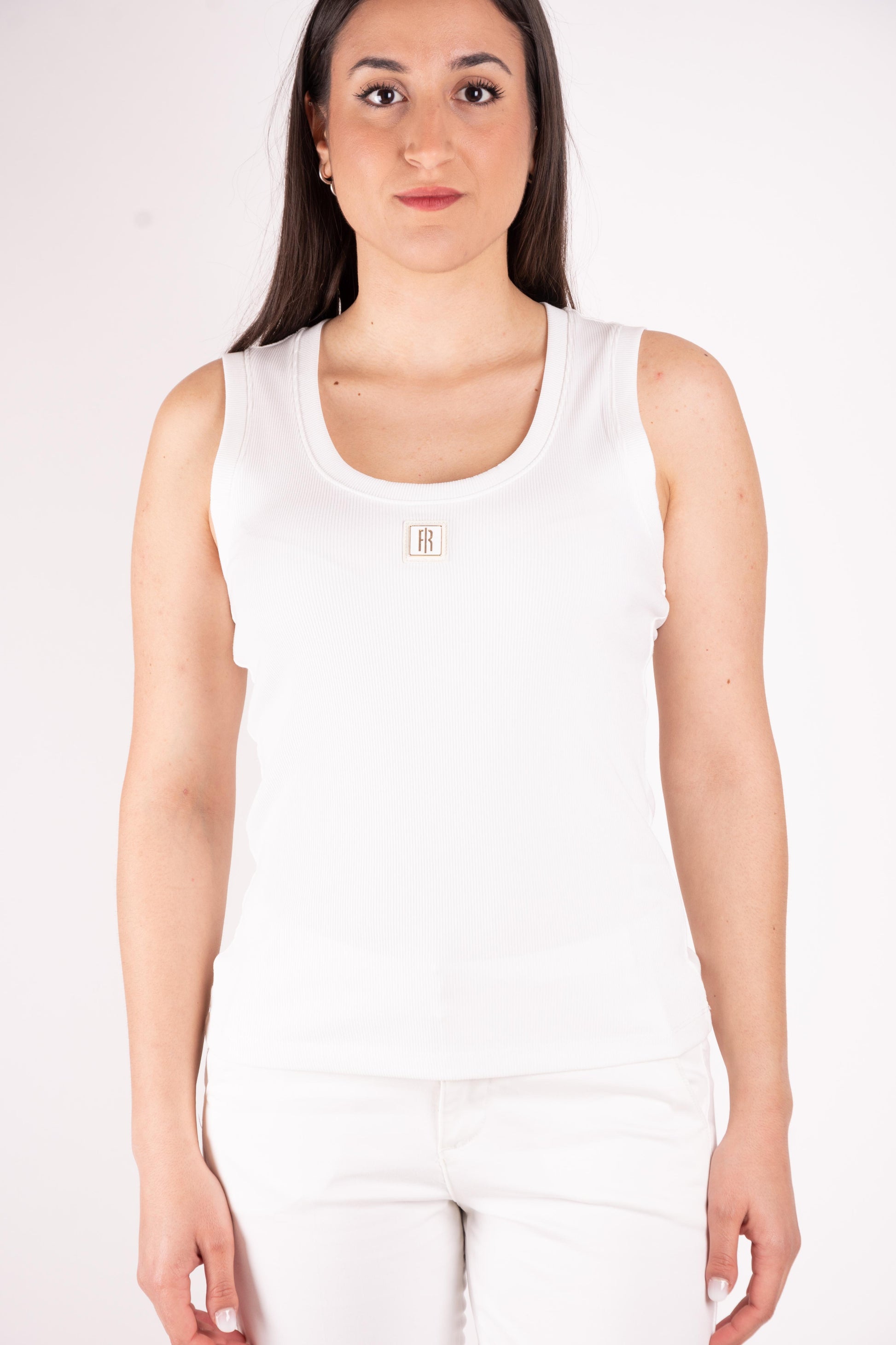 Fracomina Top basic costine con logo FP25ST2001J40101 278 Fracomina Jeans 
