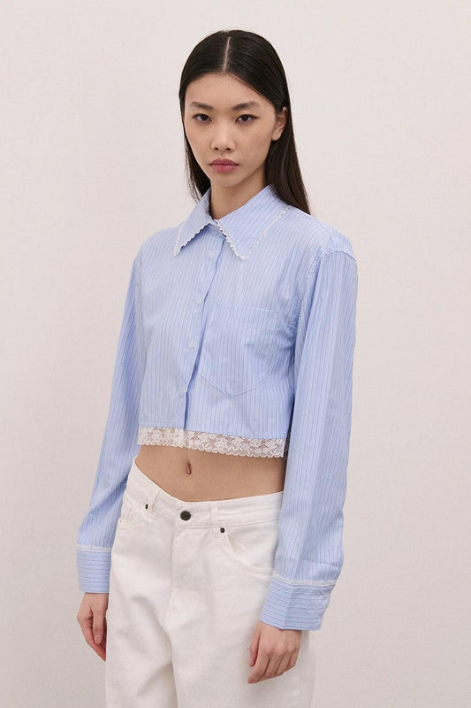 TWO WAY CAMICIA CROOP RIGATA CON PIZZO CA26SCAUR8 01 TWO WAY 