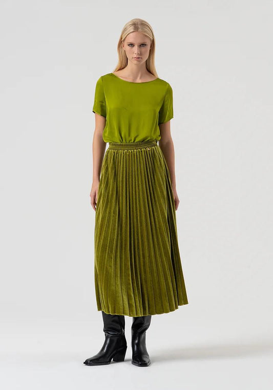 Fracomina Gonna lunga plissè in velluto FR25WG3010J488F9 813 Fracomina Preview 