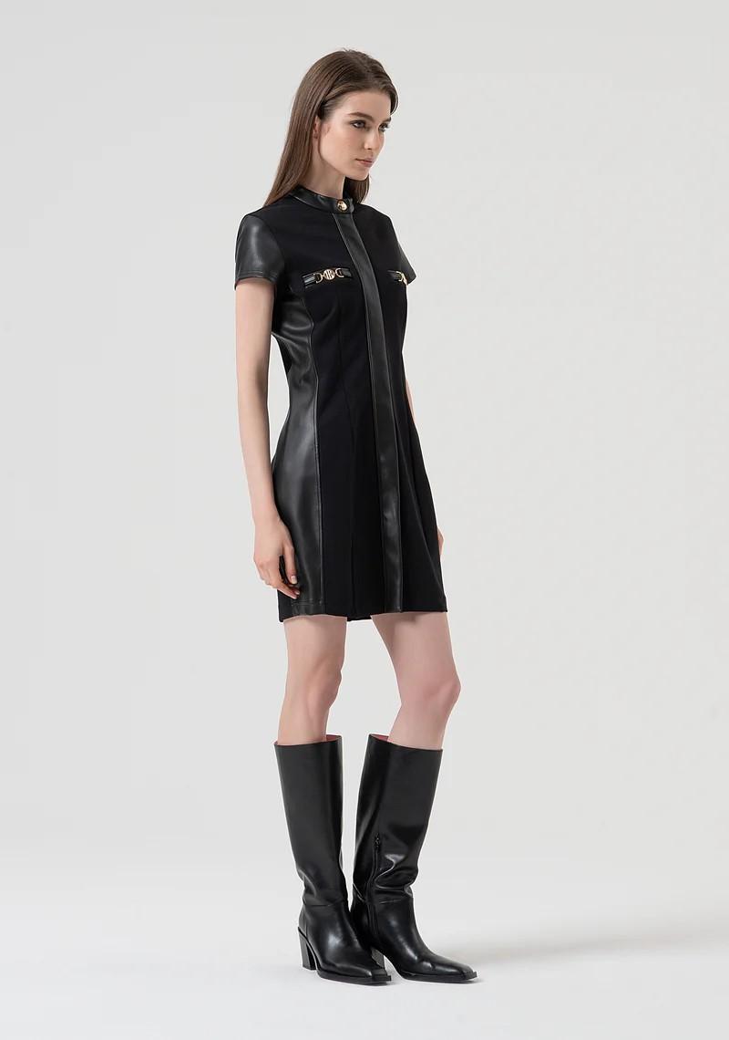 Fracomina Abito mini slim con inserti in ecopelle FR25WD1003W78001 053 Fracomina Preview 