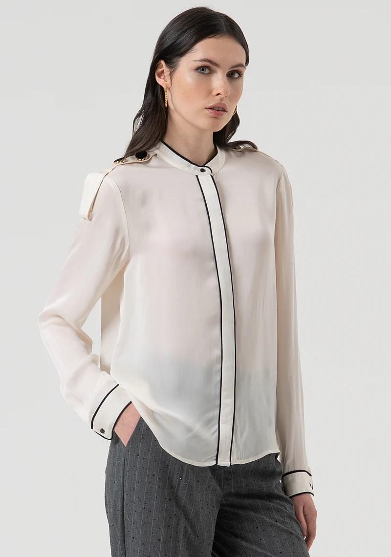 Fracomina Camicia collo coreana con profilo in contrasto FR25WT6027W80701 108 Fracomina Preview 