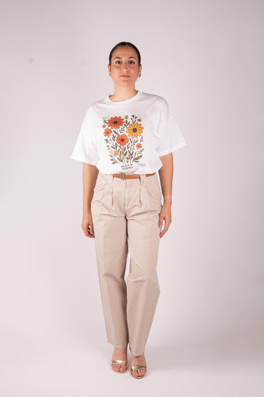 Vicolo T-Shirt Fiori e strass RD0880 01 Vicolo 