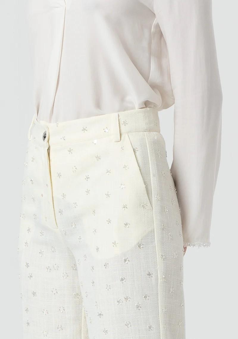 Fracomina Pantalone gamba dritta con canottiglie applicazioni FR25SV4007W763R9 108 Fracomina Preview 