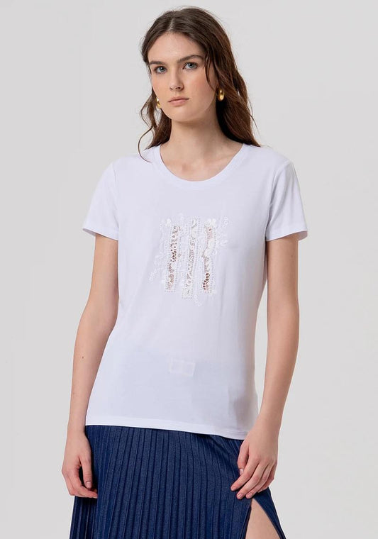 FRACOMINA T-SHIRT CON LOGO RICAMATO IN PIZZO FR26ST3004J418G1 278 Fracomina Preview 