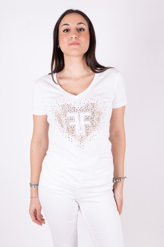 Fracomina T-shirt cuore strass con logo FP24ST3007J401N5 278 Fracomina Jeans 