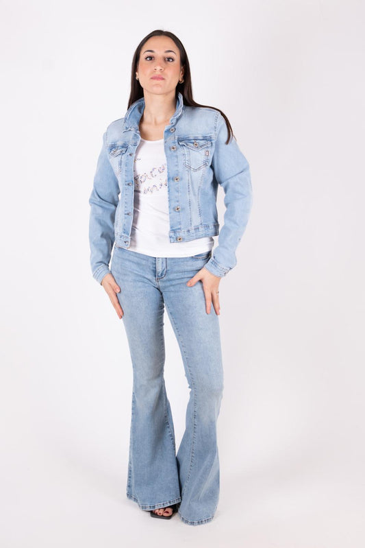 Fracomina giubbotto in denim stretch con lavaggio sabbiato FP24SJ4001D40103 062 Fracomina Jeans 