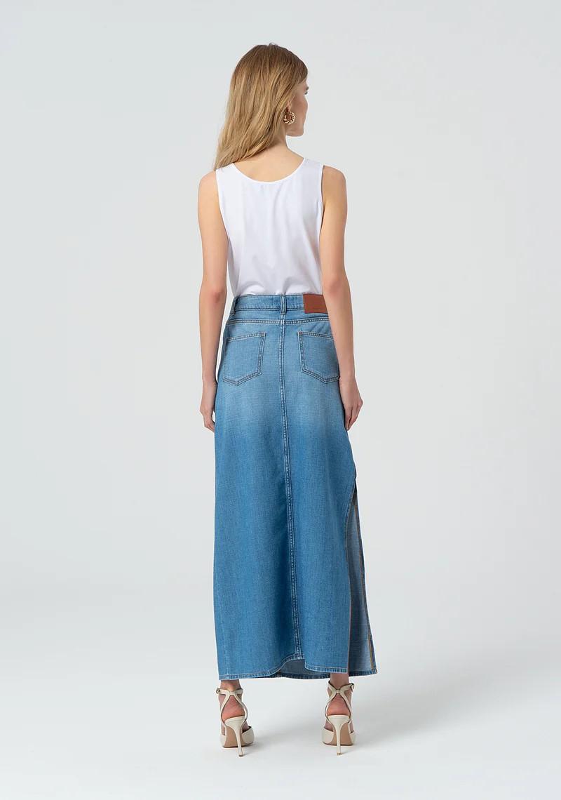 Fracomina Gonna lunga in denim con spacco FP25SG5006D46202 258 Fracomina Jeans 