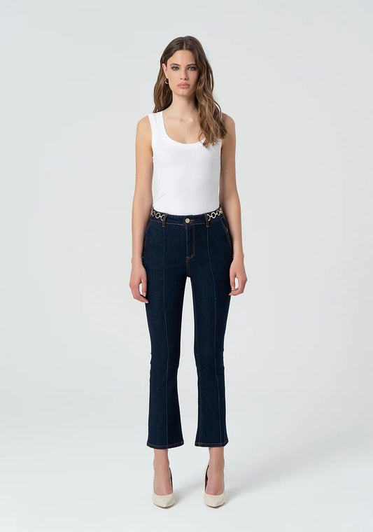 Fracomina Jeans Cropped con dettaglio logo FR25SV9009D46093 L23 Fracomina Preview 