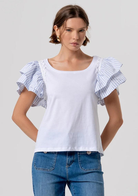 FRACOMINA T-SHIRT CON MANICA ROUCHES FANTASIA RIGHE FR26ST3036J40001 I24 Fracomina Preview 