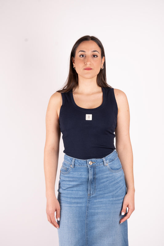 Fracomina Top basic costine con logo FP25ST2001J40101 117 Fracomina Jeans 