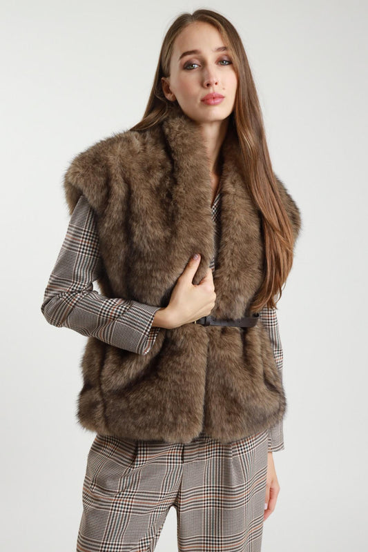 SUSYMIX GILET IN ECOPELLICCIA CON CINTURA 505017 01 Susy Mix 