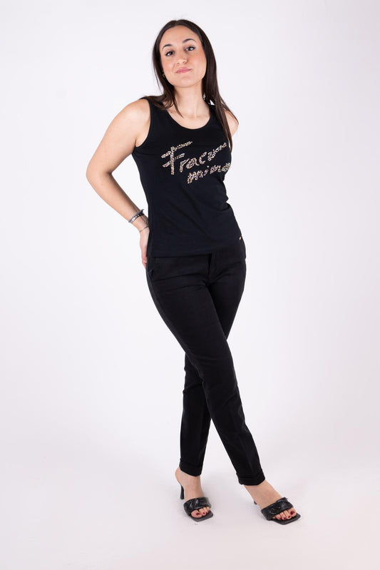Fracomina Canotta scritta strass FP24ST2010J464N5 053 Fracomina Jeans 