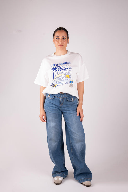 Vicolo T-Shirt "Life Comes in Waves" RD0913 01 Vicolo 
