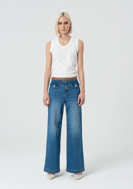 Fracomina Jeans Con cintura e bottone gioiello FR25SV3013D46002 258 Fracomina Preview 