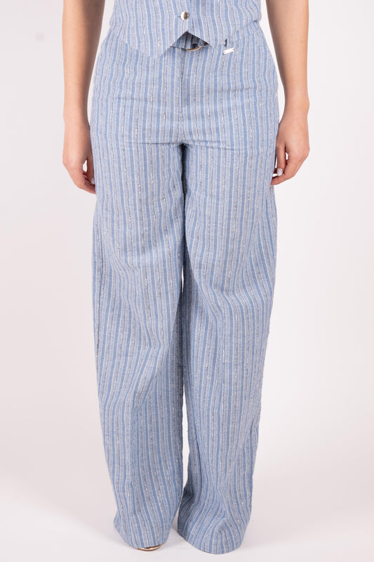 Fracomina Pantalone a righe in misto lino FS25SV3008W402Q6 064 Fracomina Main