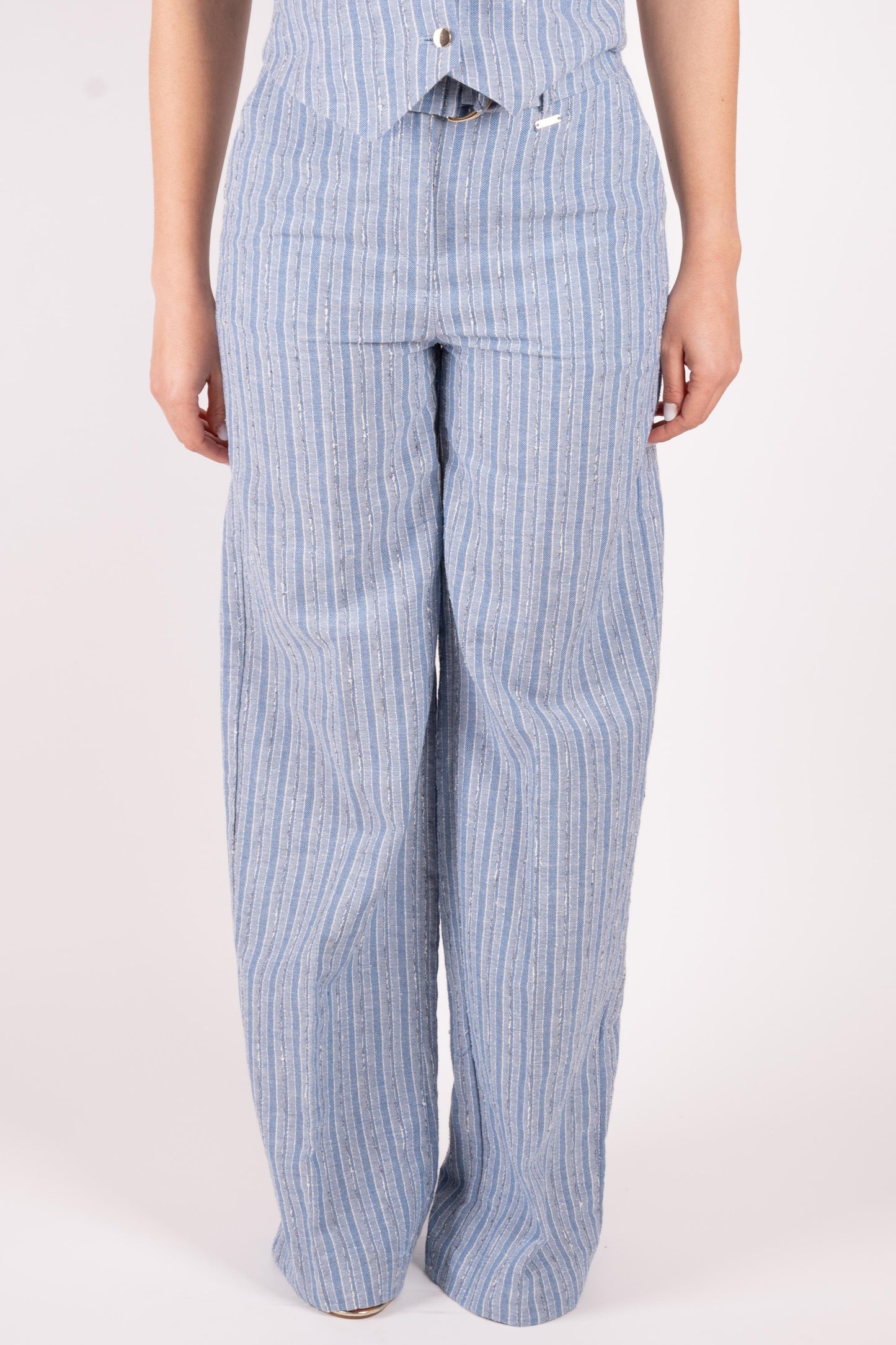 Fracomina Pantalone a righe in misto lino FS25SV3008W402Q6 064 Fracomina Main 