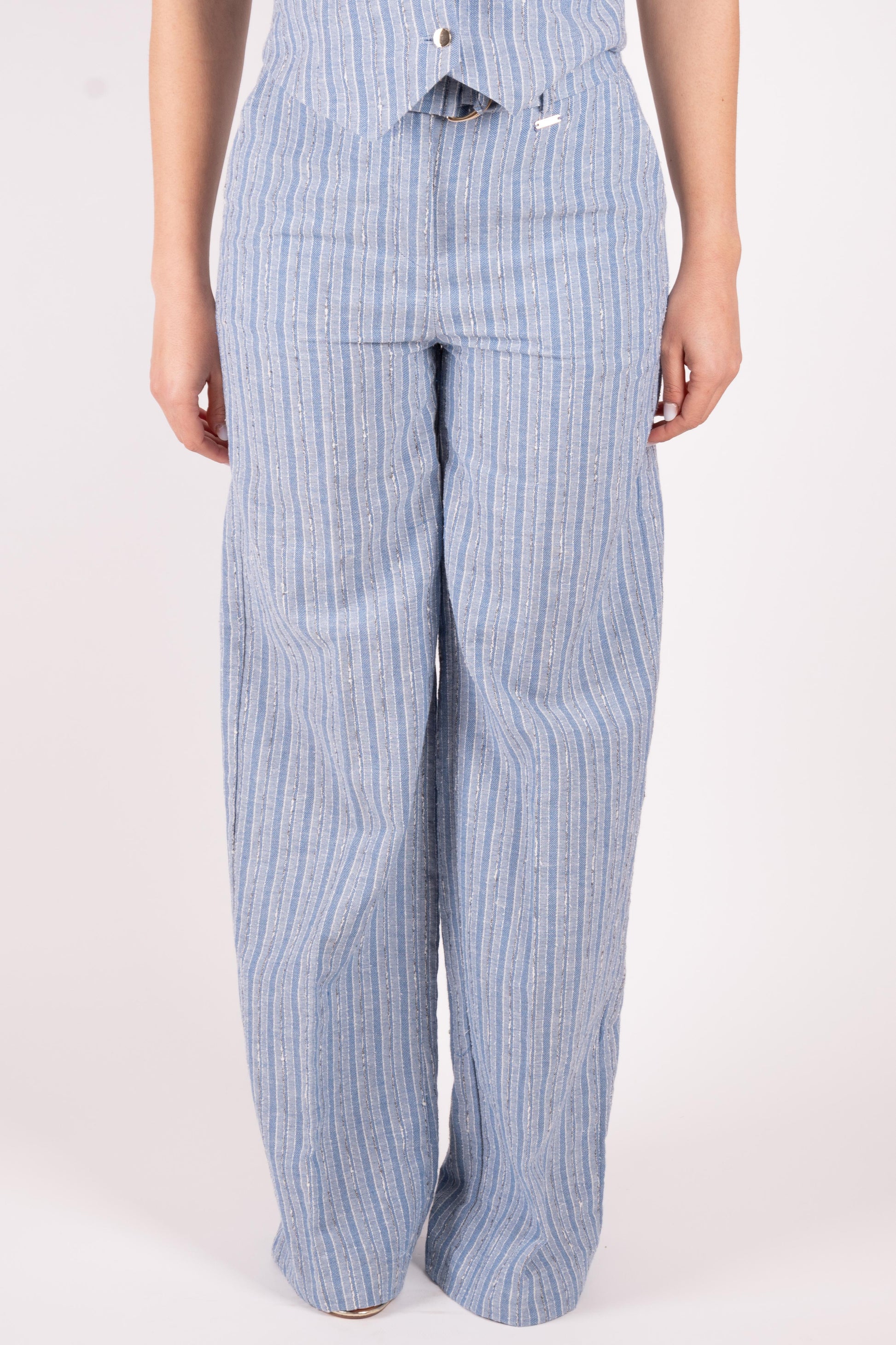 Fracomina Pantalone a righe in misto lino FS25SV3008W402Q6 064 Fracomina Main 