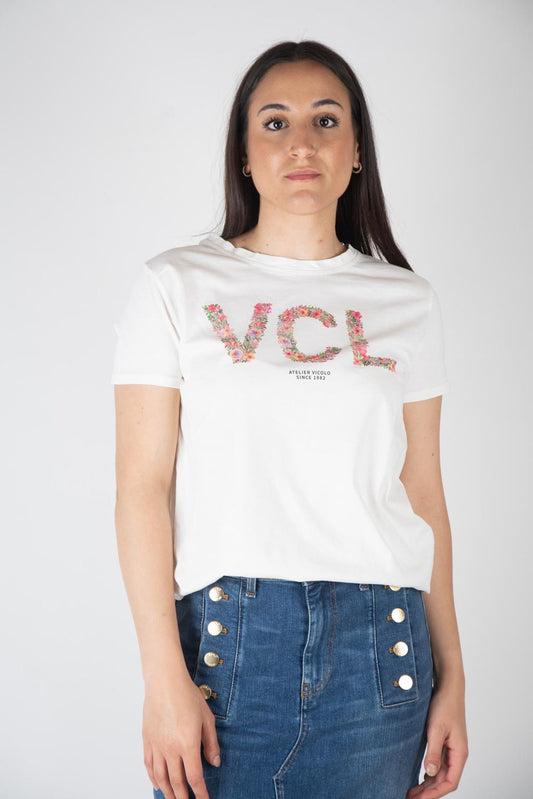 Vicolo T- Shirt logo sigla floreale RB0460 01 Vicolo 